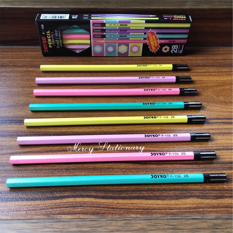 

12 Pcs - Pensil Joyko 2B Pearl Pastel Colour