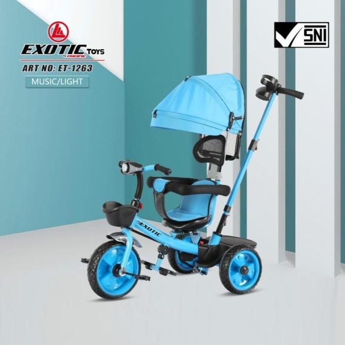 SEPEDA ANAK BAYI BALITA RODA 3 TRICYCLE EXOTIC ET1263 MUSIC LIGHT BY FDG54654E