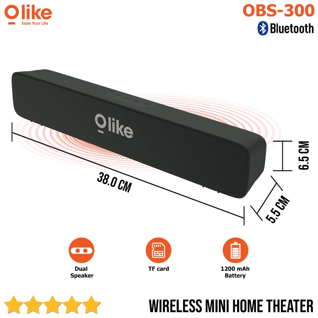 Speaker Bluetooth OLIKE SOUNDBAR OBS-300 OASE S3 Portable Wireless Bass Stereo Long Lasting Battery , Clear Audio