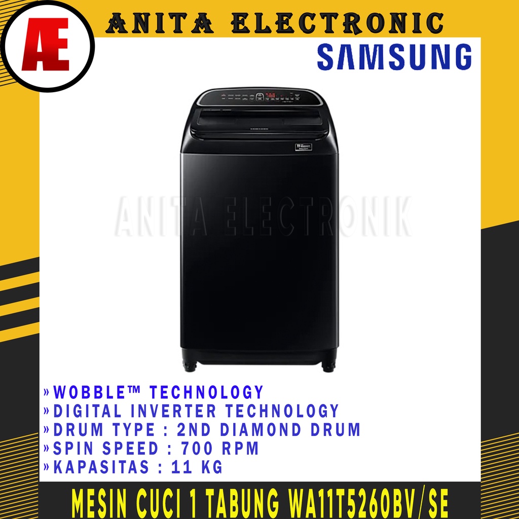 MESIN CUCI SAMSUNG 1 TABUNG TOP LOADING 11 KG WA11T5260BV/SE