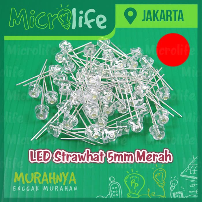 LED Strawhat 5mm Merah Straw Hat Red