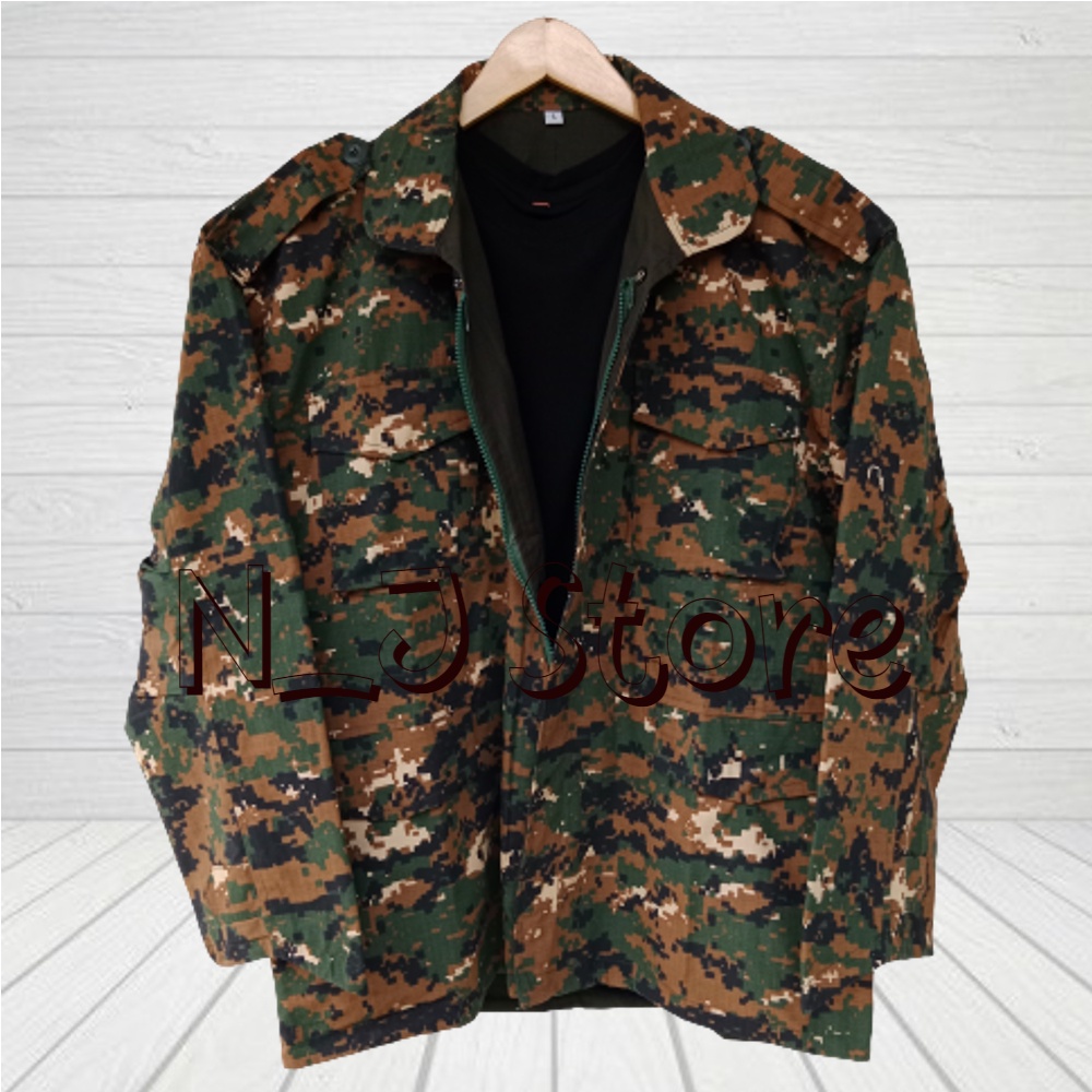 BIG SIZE (S-4XL) Jaket Semi Parka Army Tactical Bolak Balik Loreng Digital Marpat Terjangkau Berkualitas