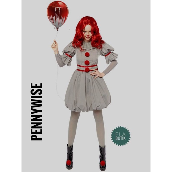 kostum pennywise-IT-dewasa-kostum halloween-badut