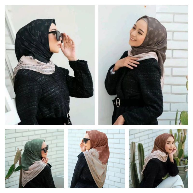 Promo Hijab Segi empat Motif Mono Series/Jilbab Katun Voal Premium/Kerudung Deenay Voal Motif / Hija