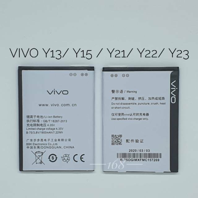 Baterai Batre Vivo y13 y15 y21 y22 y23 Batere vivo bk75 bk 75 original oem