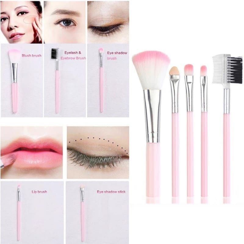 Medan Termurah Set kuas make up 5in1 pink ekonomis