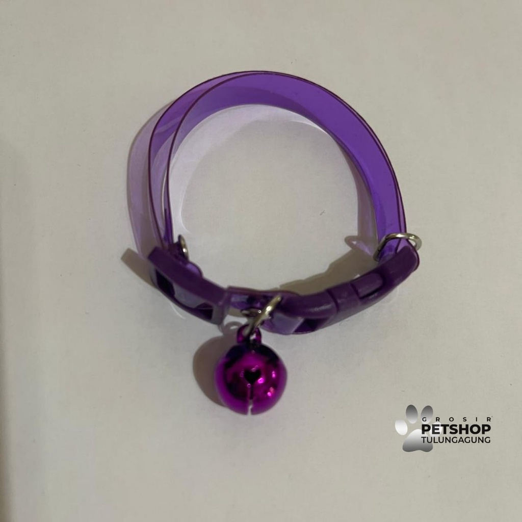 Kalung Kucing Trasparan Bening Mika Jelly Lonceng 14mm