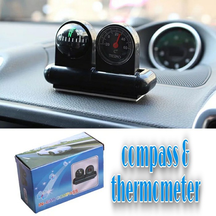 Kompas Thermometer Suhu Interior Car Cover Dashboard Aksesoris Mobil