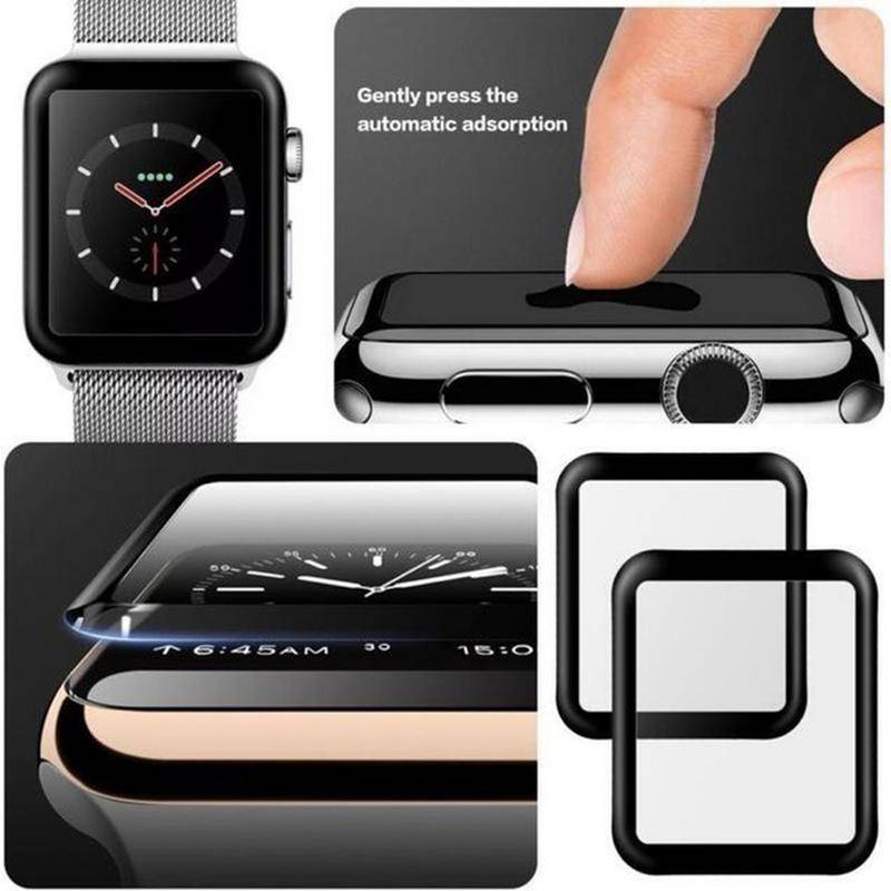 Pelindung Layar Tempered Glass Full Cover HD Curved Untuk Apple Watch Seri 7 6 5 4 3 2 1 se 45mm 41mm 40mm 42mm 38mm