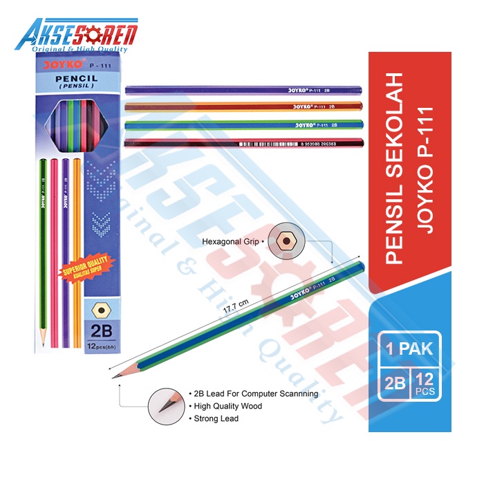 

Pensil 2B Joyko [P-111/12 pcs] / Alat Tulis Ujian Komputer / Pencil Gambar Menulis [1 Pack]