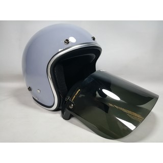 HELM BOGO RETRO WARNA PASTEL LIST CHROME KACA DATAR SMOKE | Shopee Indonesia