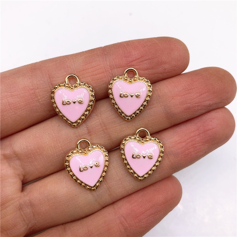 4pcs Liontin Bentuk Tetesan Air Bahan Alloy Warna Pink Untuk Anting Charms