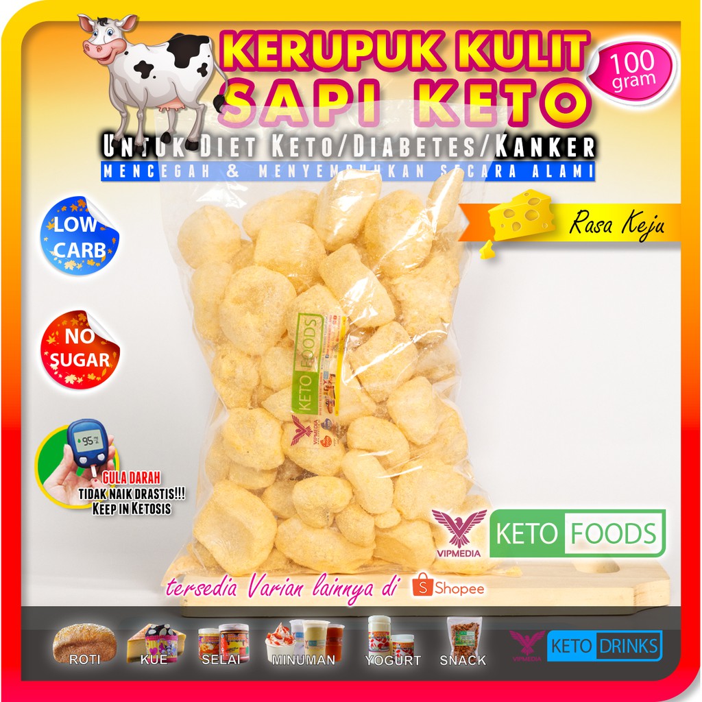 

KERUPUK KULIT SAPI KETO CHEESE KEJU 100 GRAM