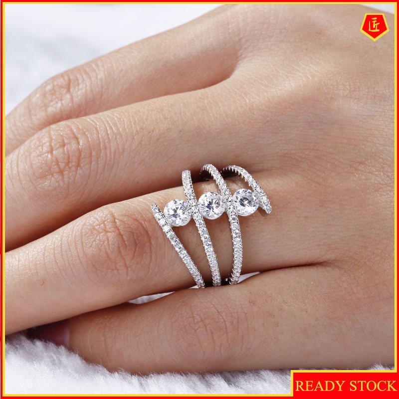 [Ready Stock]Round Diamond Ring Fashion Special-Interest All-Matching