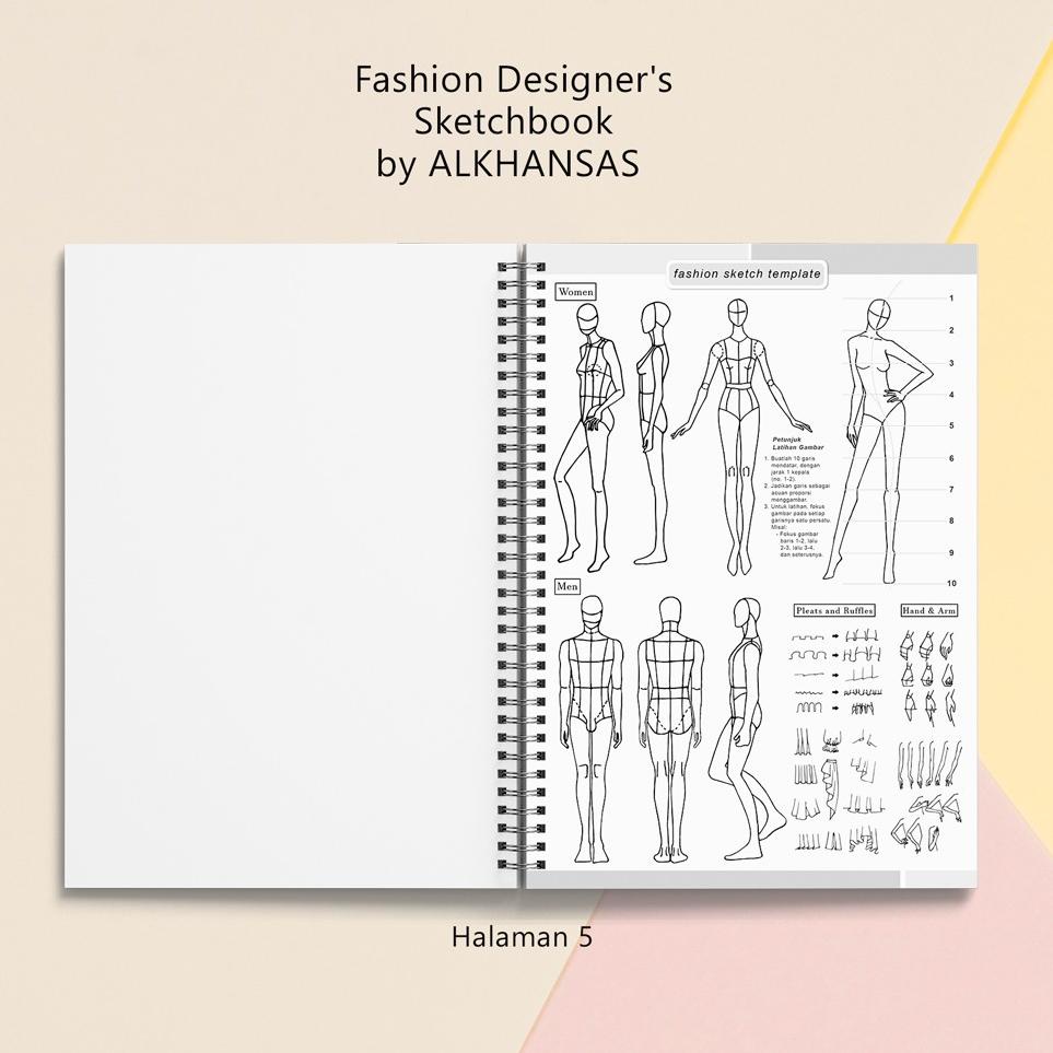 

RAIH DISKON Buku Gambar Fashion Designer (Fashion Designer's Sketchbook) by ALKHANSAS (Volume 8)