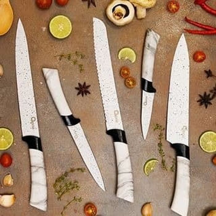 Oxone 5pcs Knife Set OX-617 - Pisau Dapur White Marble