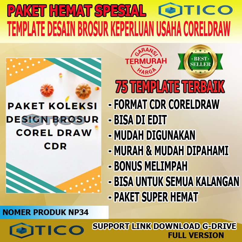 Paket Template Desain Brosur Design Siap Edit Pakai Format CDR Usaha Percetakan Multimedia Termurah Terlaris NP34