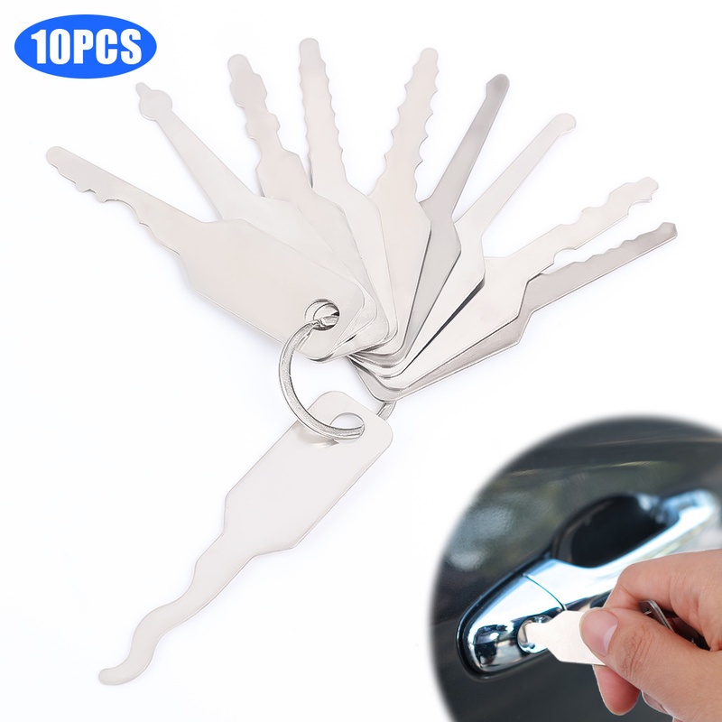 10pcs / Set Kunci Mobil Kosong / Dua Sisi Bahan Stainless Steel Untuk Reparasi