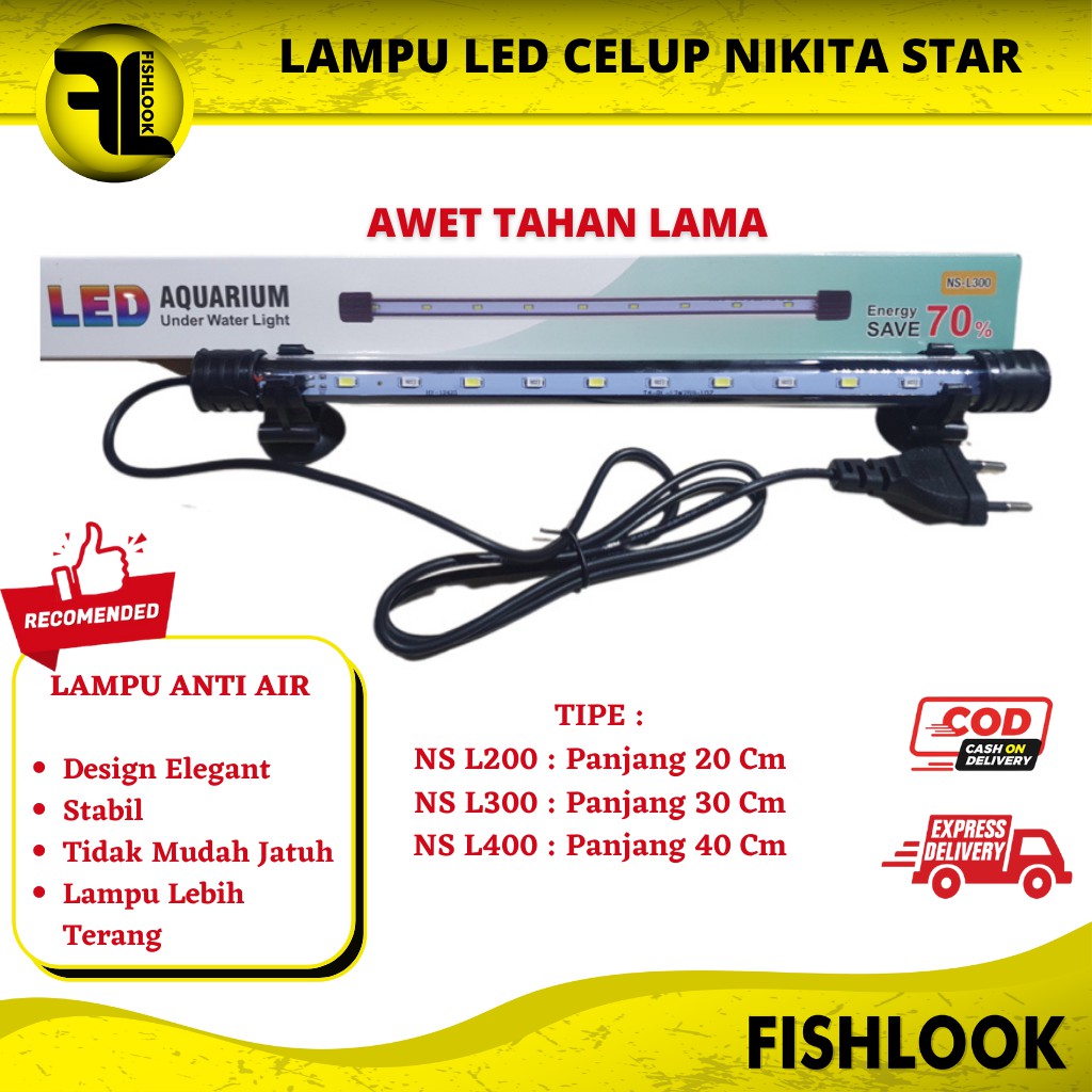 Lampu Celup Led T4 20 30 40 50 60 cm Aquarium Aquascape Akuarium Free Packing Kardus Tebal Terlaris Termurah