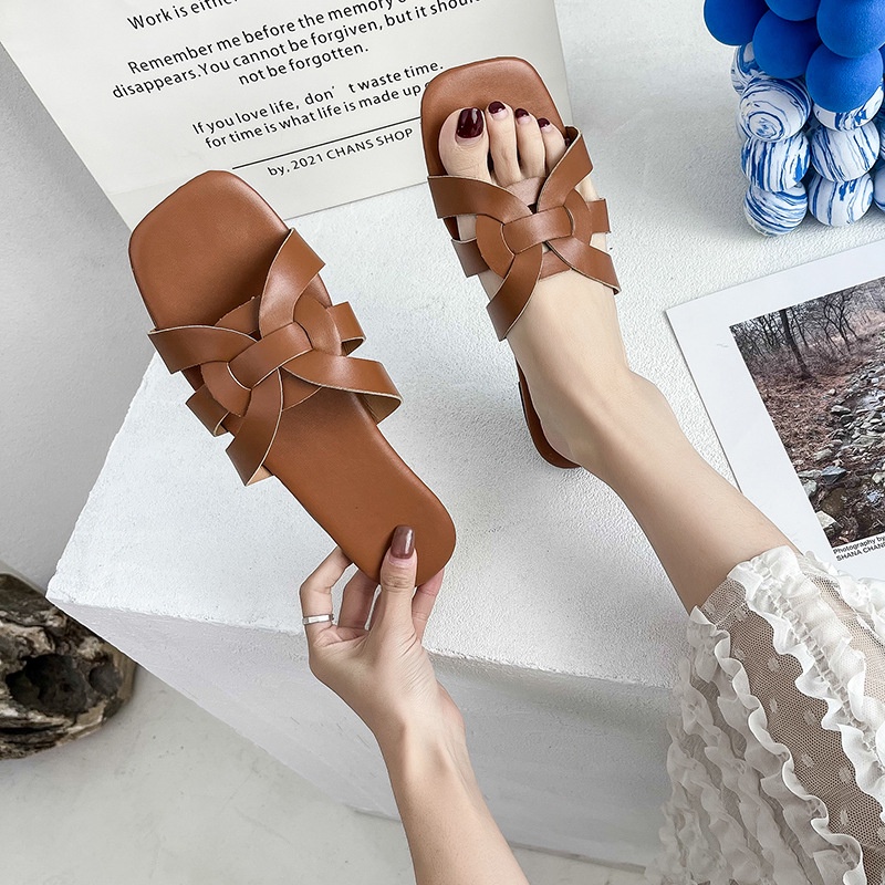 TBIG [COD] Sandal Flat Slop Wanita FLATHO Import Korea Style Santai Wanita Remaja