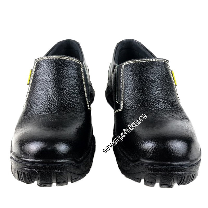 Sepatu Safety Slip On Kulit Sapi Asli Original Septi Shoes Pria Ujung Besi Slop Selop Kerja Lapangan Proyek Industry Spatu Kitchen Cowok Cewek