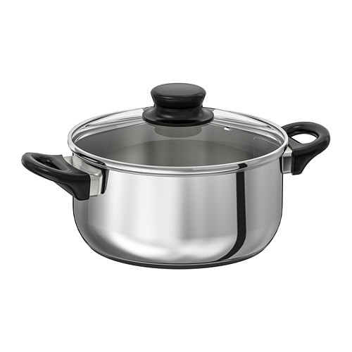 IKEA ANNONS, Panci dengan penutup, kaca/baja tahan karat