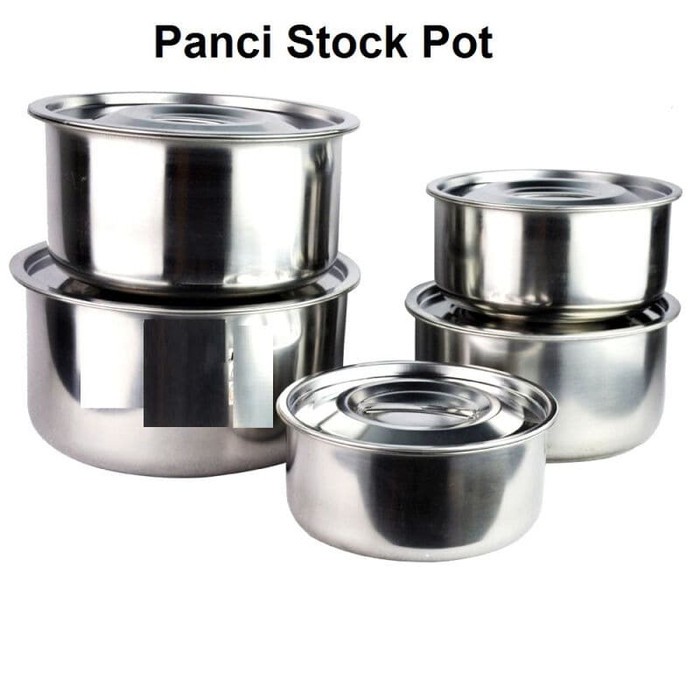 Panci Set Serbagun Stock Pot 5 pcs Stainless Steel Ware