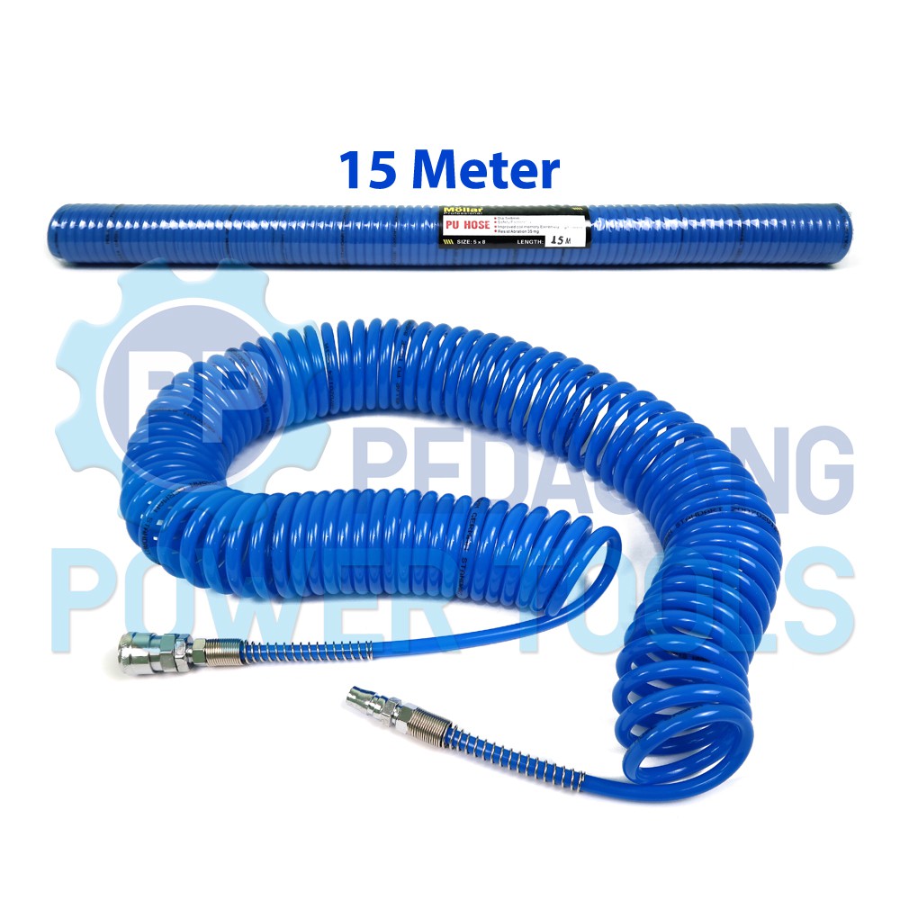 MOLLAR SELANG SPIRAL 15 METER MESIN KOMPRESOR ANGIN AIR RECOIL HOSE