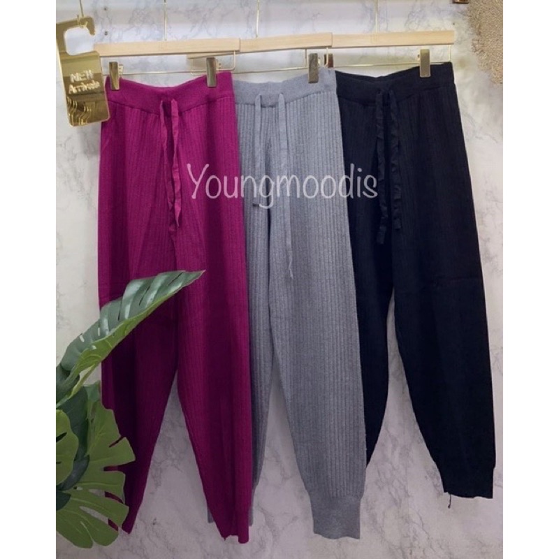 YM premium knit jogger pants celana rajut