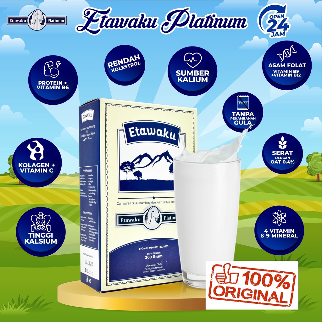 

Etawaku Platinum Original - Susu Kambing Etawa Murni + Krimer Bubuk Rendah Gula dan Tinggi Protein