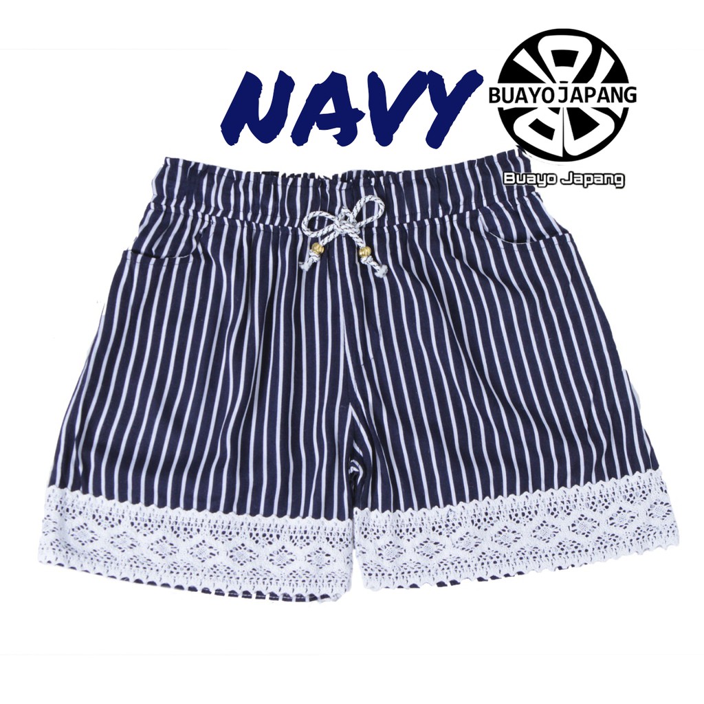 Buayo Japang Celana  Pendek Wanita  Motif  Salur Garis  