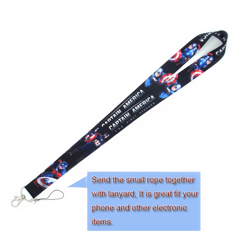 Tali Lanyard Leher Desain Marvel Warna Terang Untuk Gantungan Kunci / Kartu ID / Handphone