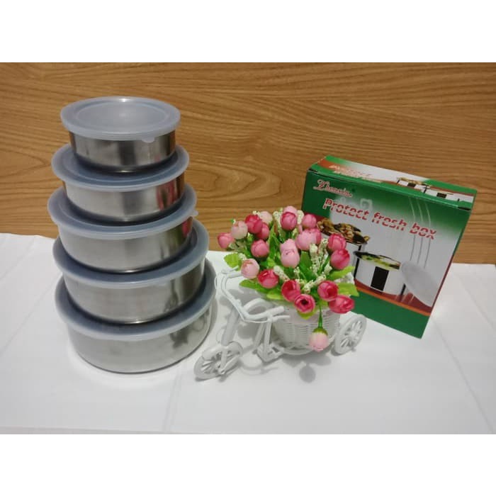 Fresh Box 5 Susun (5 In 1) / Rantang Stainless / protect fresh box dan tutup Multiguna