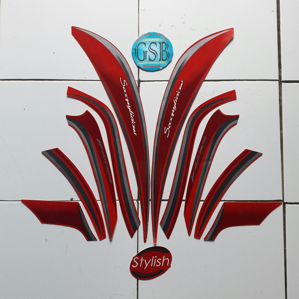 striping stiker motor honda scoopy stylish 2018 matte red