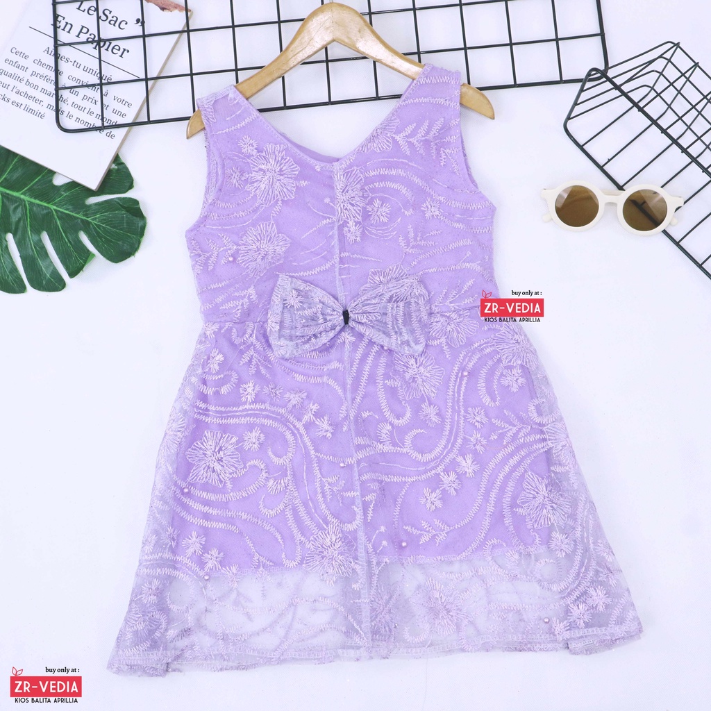 Dress Keira Uk 1-2 Tahun / Gaun Brukat Pesta Kondangan Baju Baby Import Dres Brukat Kensi Anak