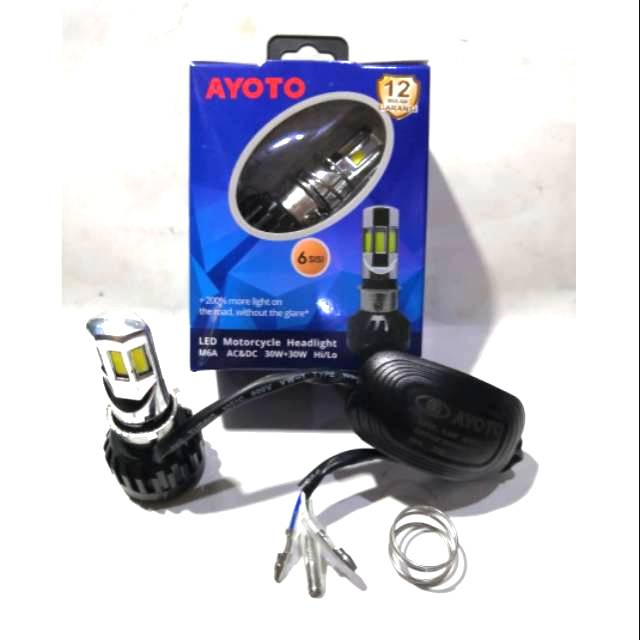 Lampu Led Motor M6A AYOTO PUTIH 6sisi ac/dc bebek matic
