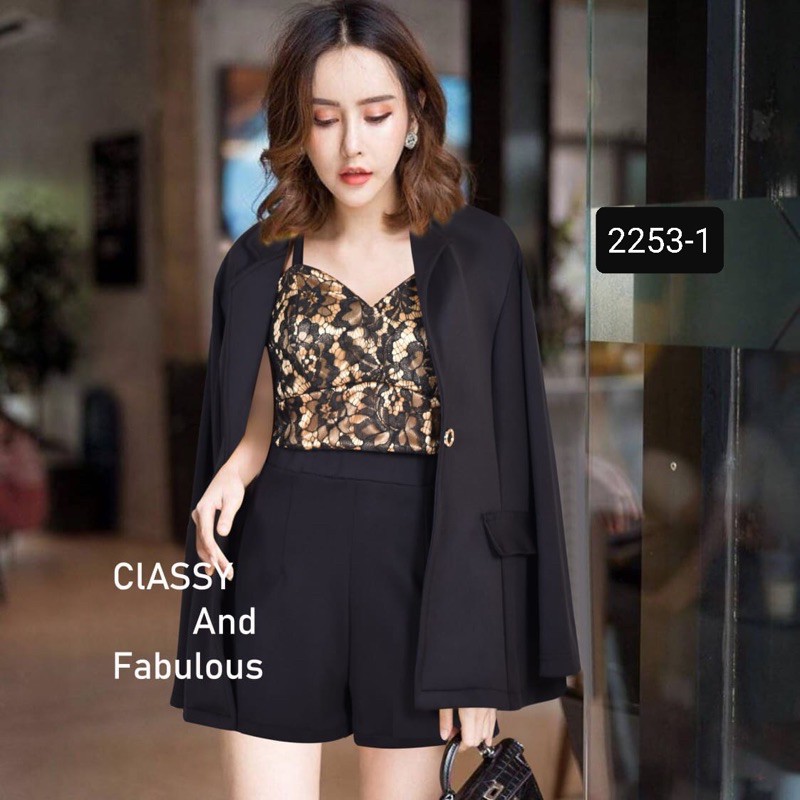 Pakaian Perempuan Blezer Set Wanita Import Lengan Panjang Style Korea 2253-1