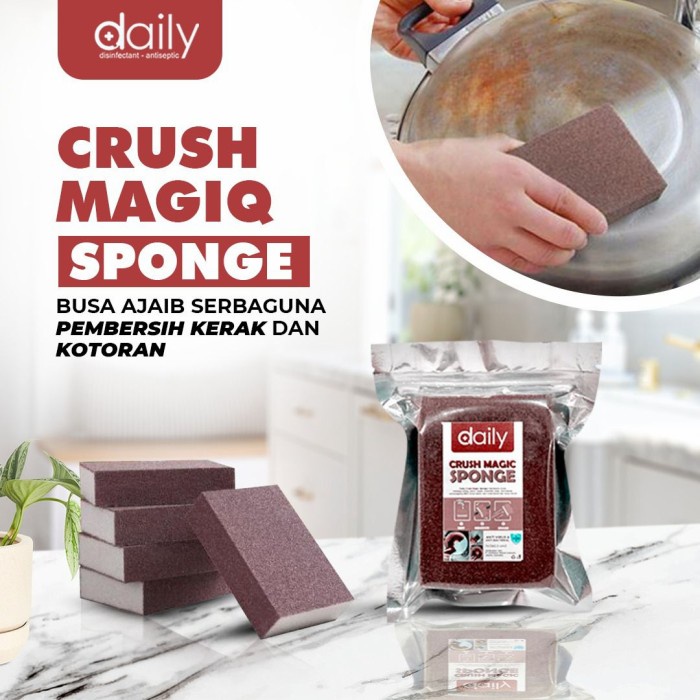 SPONGE PEMBERSIH KERAK PANCI DAILY CRUSH MAGIC SPONGE AMPUH HILANGKAN KERAK