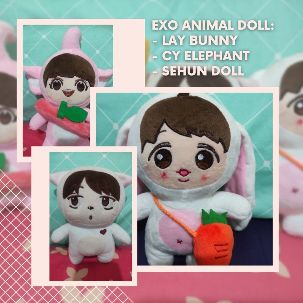 EXO DOLL (ANIMAL DOLL EXO) CHANYEOL DOLL, SEHUN DOLL, LAY DOLL