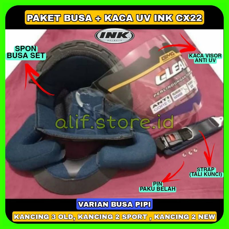 Get fullset + visor kaca anti UV clean busa helm ink cx22 spon komplit cx 22 kancing 3 dan 2