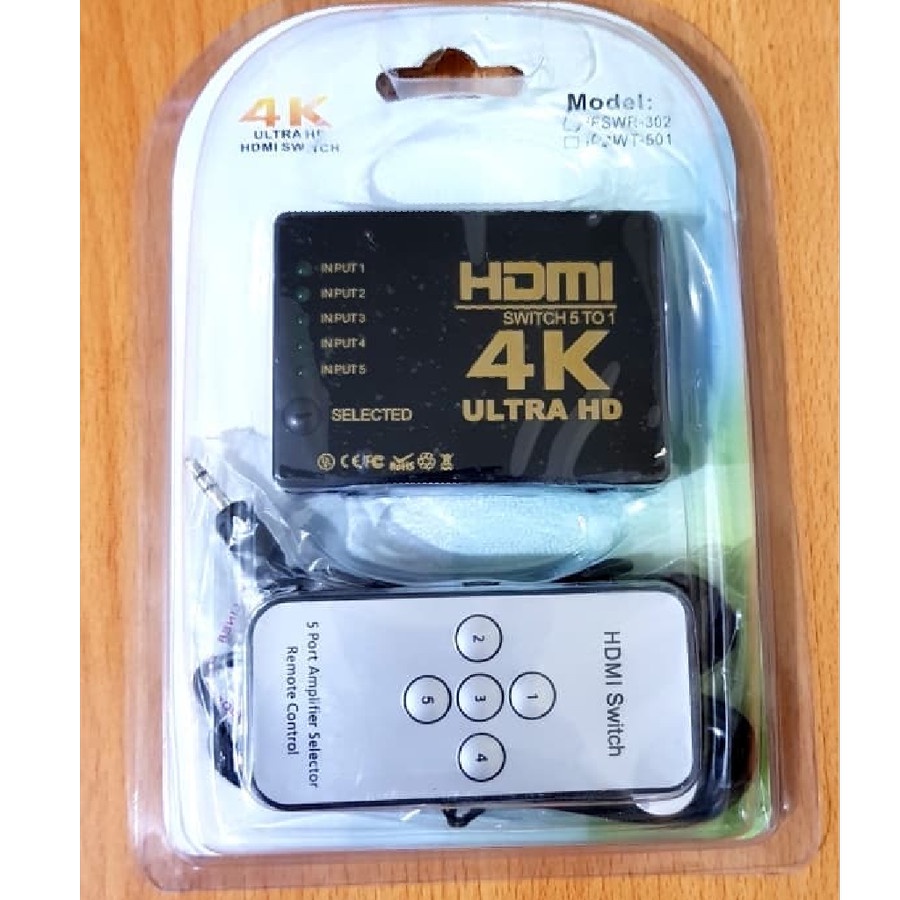 HDMI SWITCHER , HDMI SWITCH 5 PORT 4K ULTRA HD WITH REMOTE