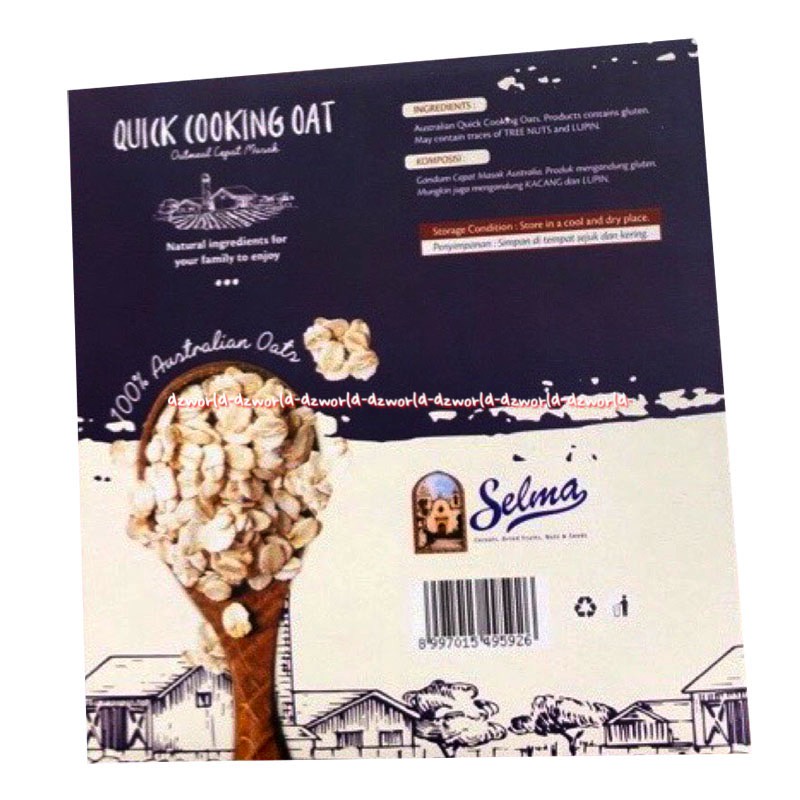 Selma Quick Cooking Oats 400gr Oatmeal Cepat Masak Cereal Sereal Bisa Dimasak Australian Oats Cereal Gandum Oat 400 gr