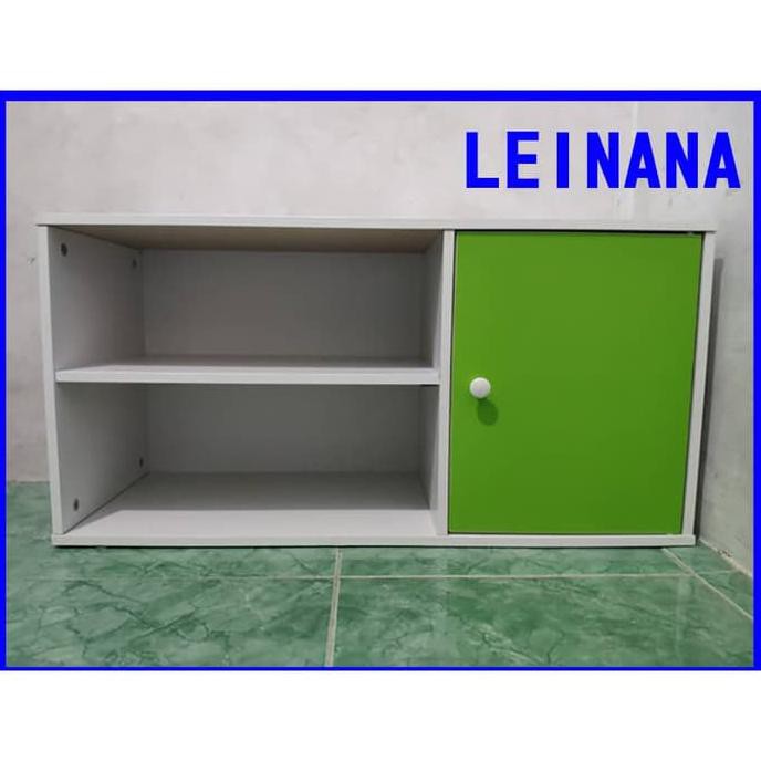 Meja Tv / Lemari Kecil Rak Tv Minimalis Kayu Dengan Pintu Warna Hijau Lowienjan24