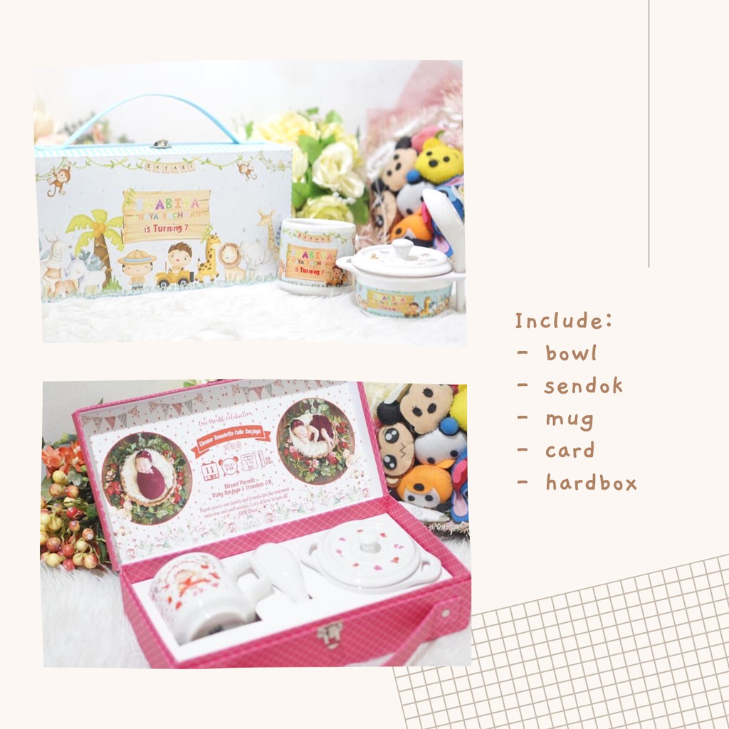 CUSTOM Souvenir/Hampers Ulang Tahun Hardbox Ultah Mug|Souvenir Ulang Tahun Anak | Souvenir One Month
