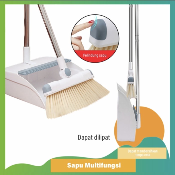 D63 Broom Set Sapu Lantai+ Pengki Bs Dilipat Dustpan Premium