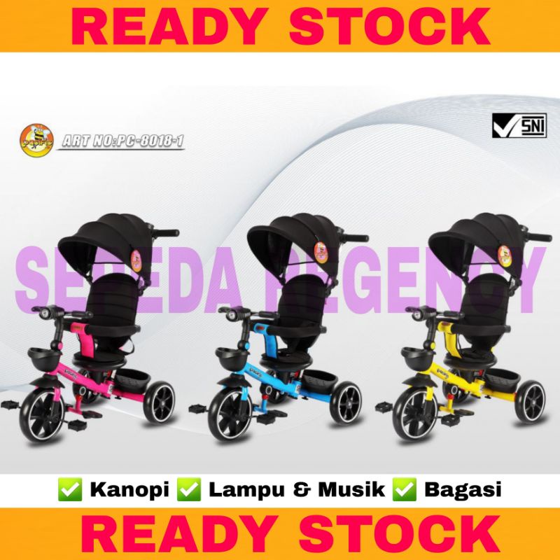 Sepeda Roda Tiga PACIFIC PC 8018-1 Kursi Putar Tricycle Stroller Anak