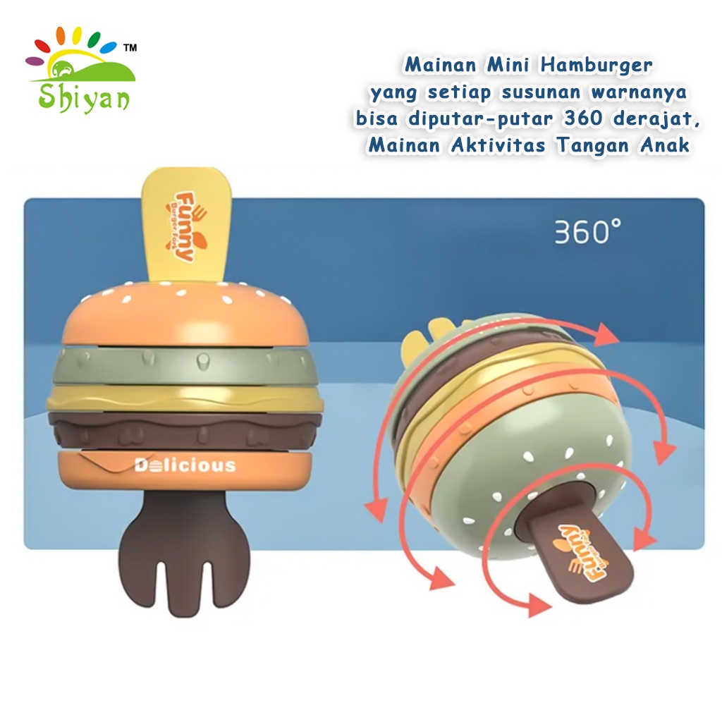 [Shiyan] mainan mini hamburger dengan garpu mini mainan lucu lovely hamburg toys mini fork pengiriman RANDOM / ACAK