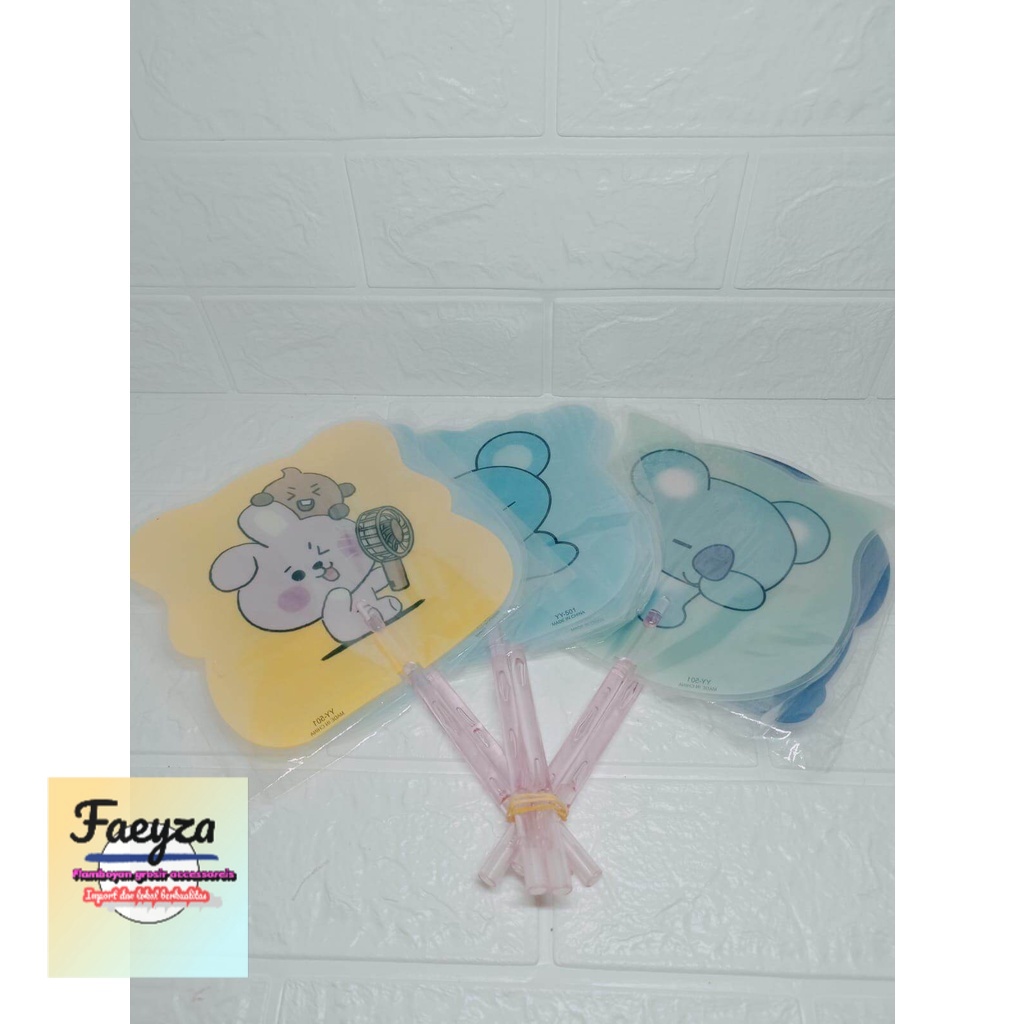 grosir 6 pcs kipas plastik gagang pliwitan bt21 bts