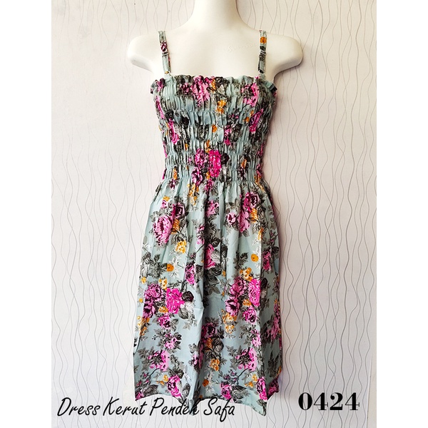 Sweet Honey ~ Dress Kerut Pendek Bali Safa Semok Smoken Motif Bunga Mawar Vanessa dan Etnik Tali Satu BH Part 2