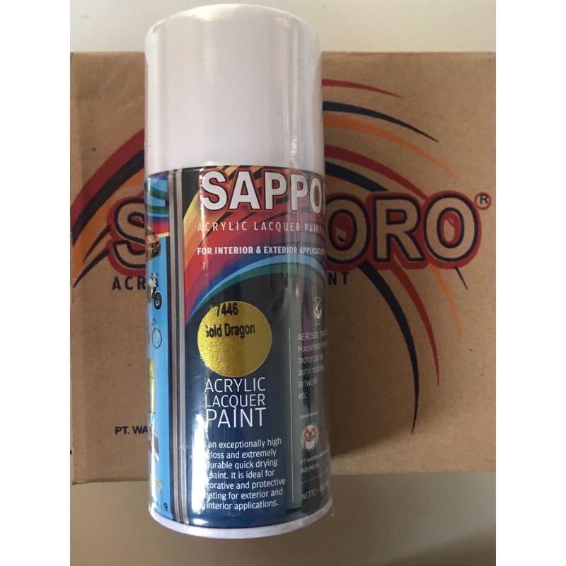 SAPPORO 7446 GOLD DRAGON 300ml, Cat Semprot Gold Dragon Sapporo untuk Cat Sepeda,Velg,Motor,Hotwheel